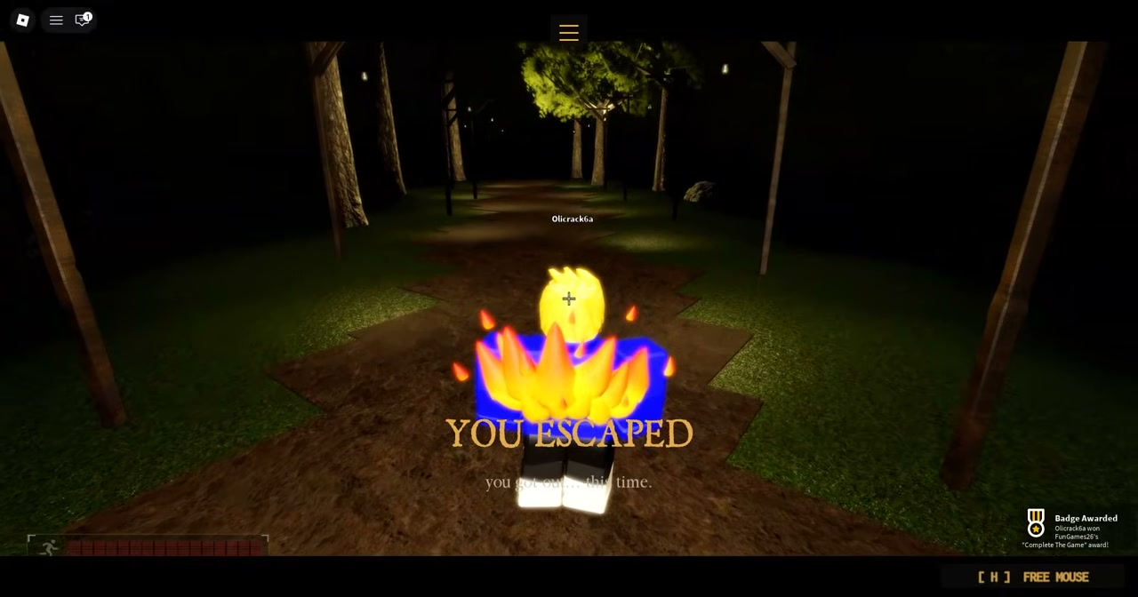 Match conclusion screen with YOU ESCAPED text against a dark background